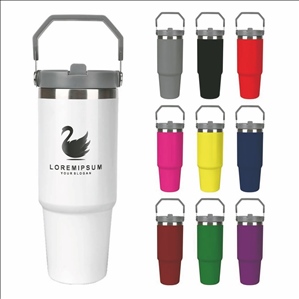 30oz Custom Tumblers with Handle Personalized with Photo Text Logo Name Stainless Steel Travel Coffe